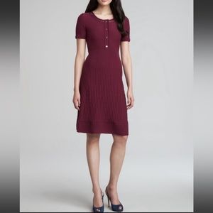 EUC Tory Burch Ashlyn Knit Henley Dress, Washed Red Wine, Size L